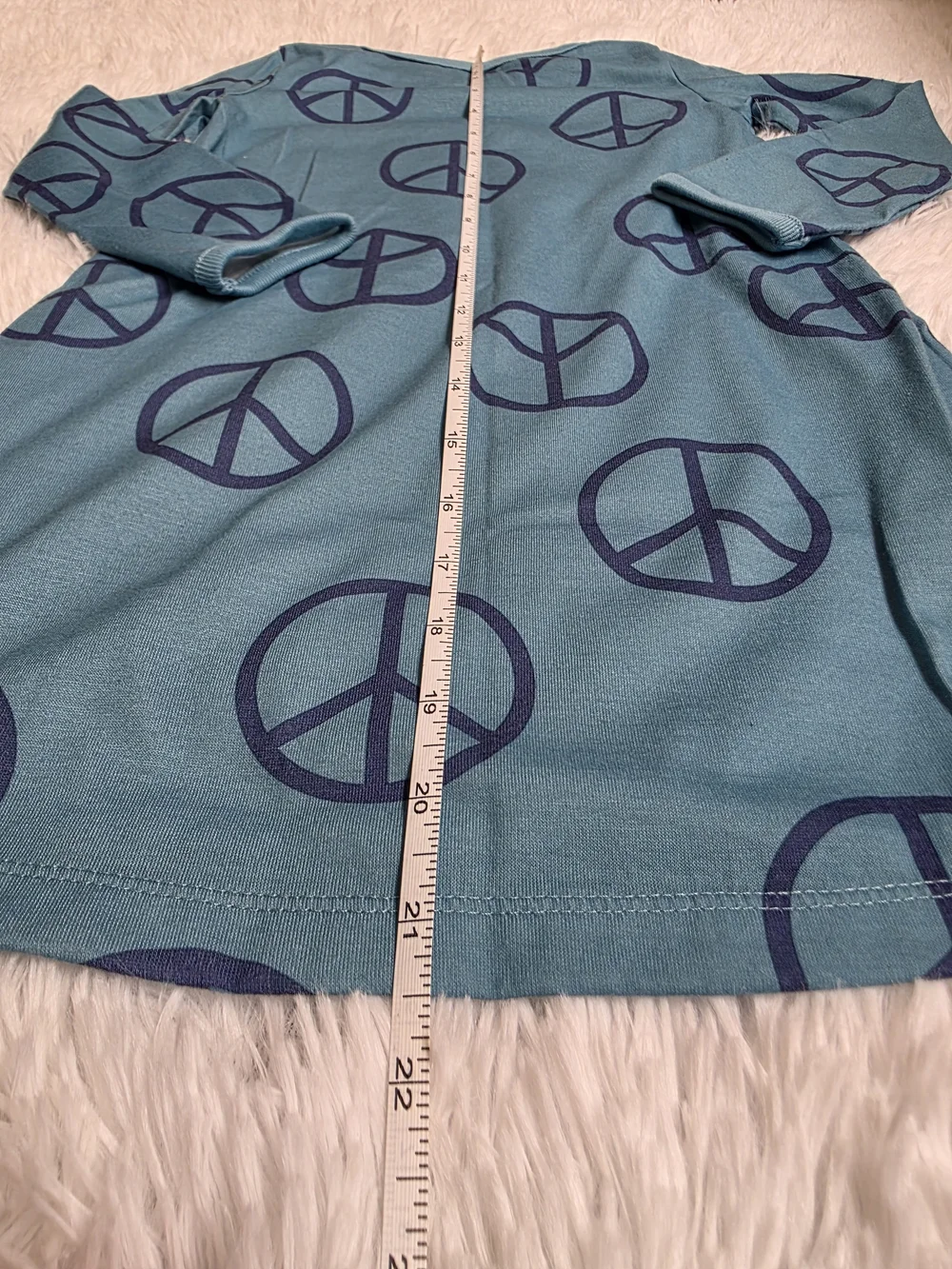 Carter's Teal Long Sleeve Peace Sign Nightgown